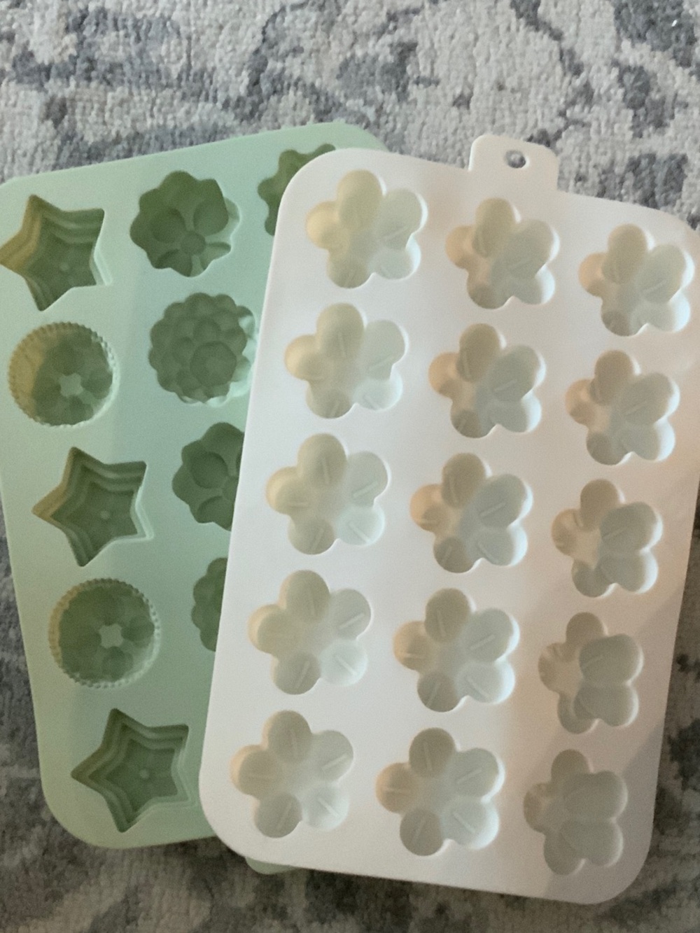 Silicone Flower & Shape Soap Mold Set - White & Mint